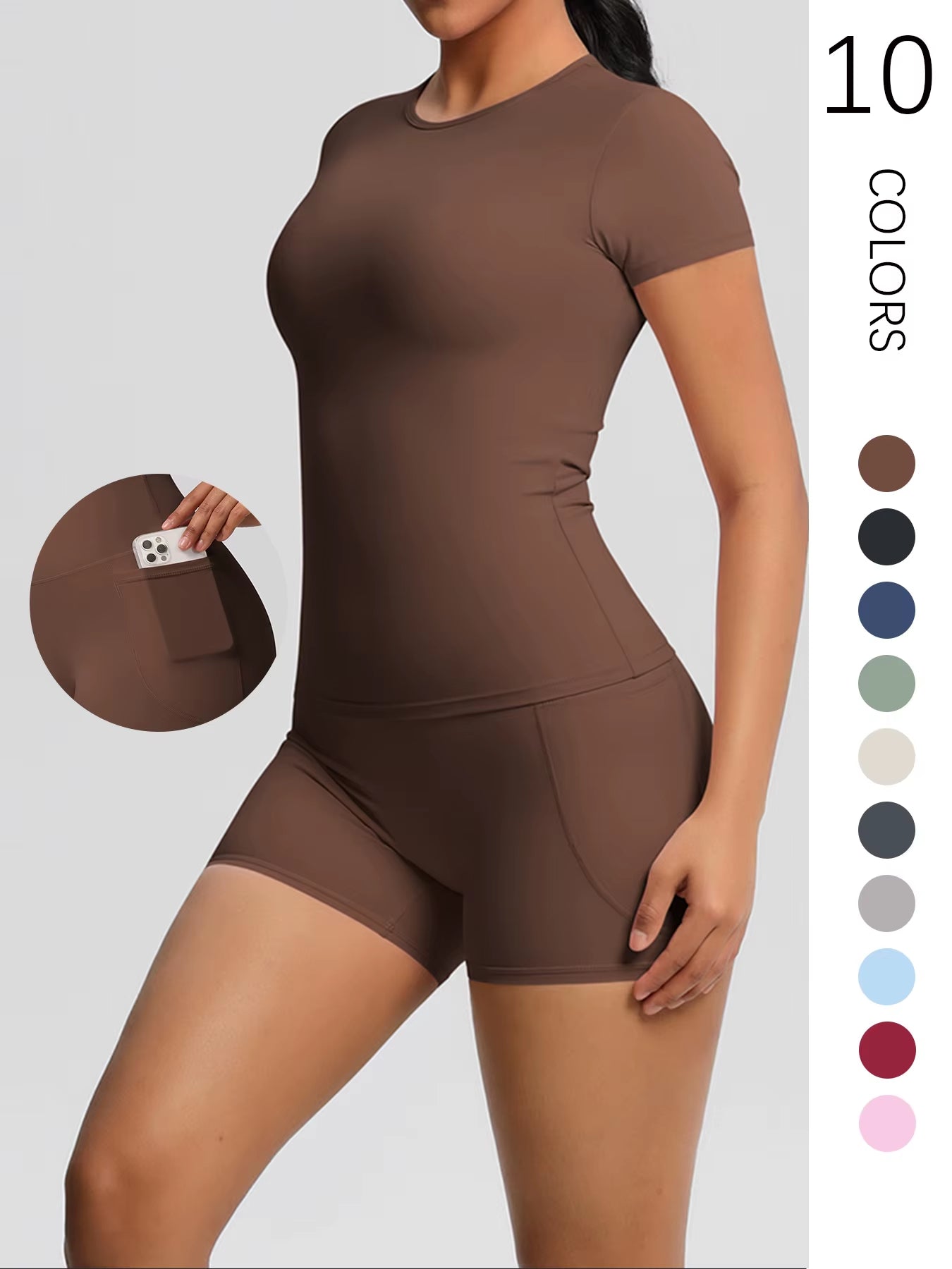 Workout Sportswear 2Pcs Piece Female Yoga Shirt Push up Workout Clothes Women Outdoors Sport High Waist Fitness Sport Shorts