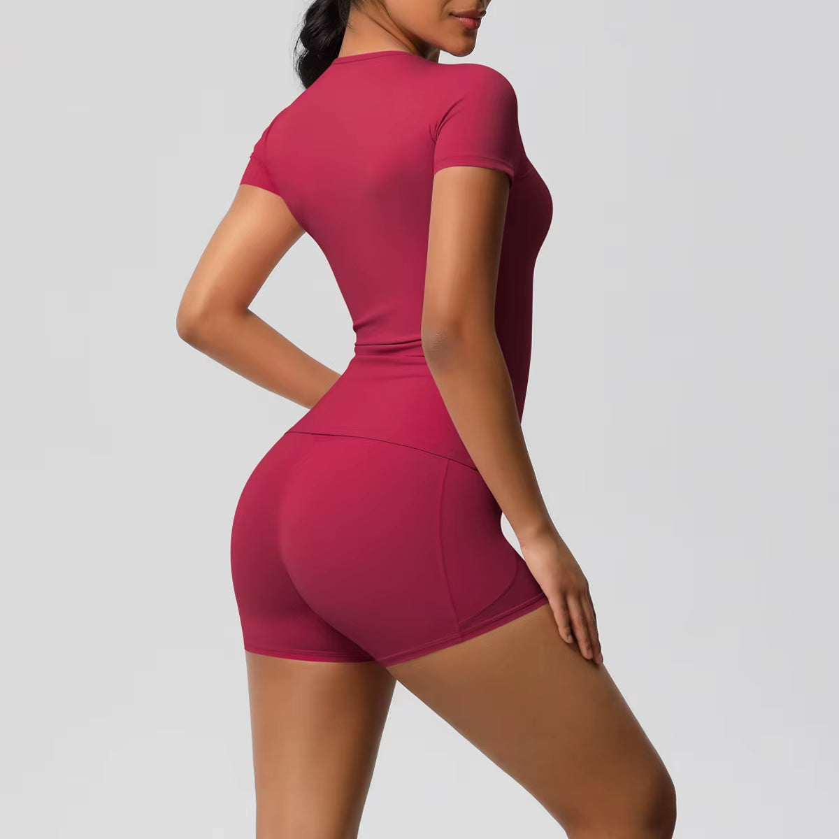 Workout Sportswear 2Pcs Piece Female Yoga Shirt Push up Workout Clothes Women Outdoors Sport High Waist Fitness Sport Shorts