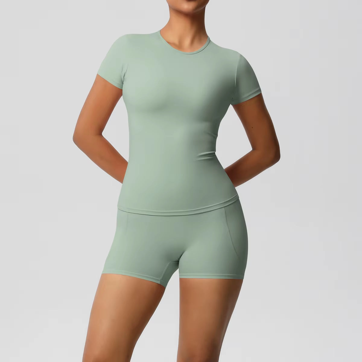 Workout Sportswear 2Pcs Piece Female Yoga Shirt Push up Workout Clothes Women Outdoors Sport High Waist Fitness Sport Shorts